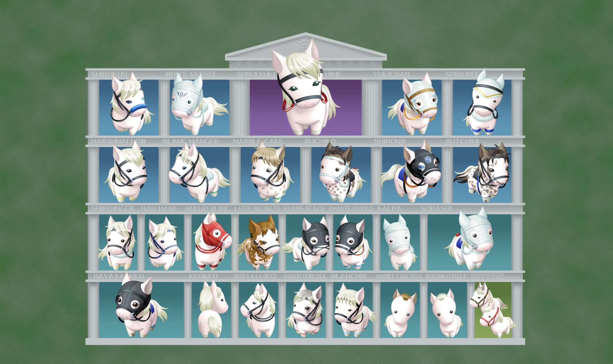 シラユキヒメ一族の集合イラスト